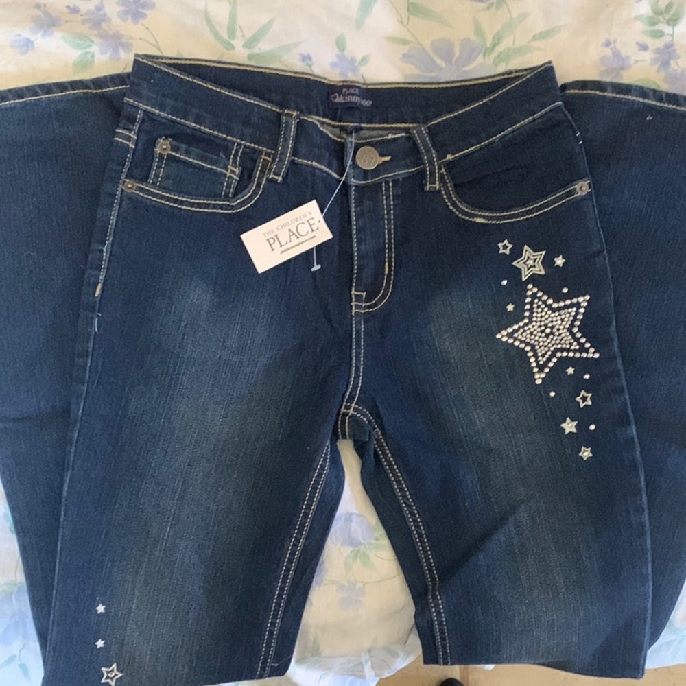 The Children's Place Dark Blue Boot Cut Jeans with Star Design